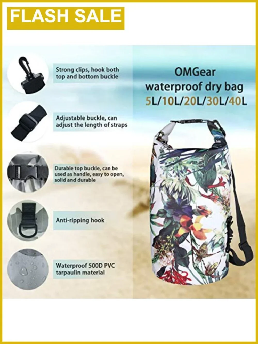 Waterproof Dry Bag Backpack 500D PVC Tarpaulin 40L/30L/20L/10L/5L Kayaking